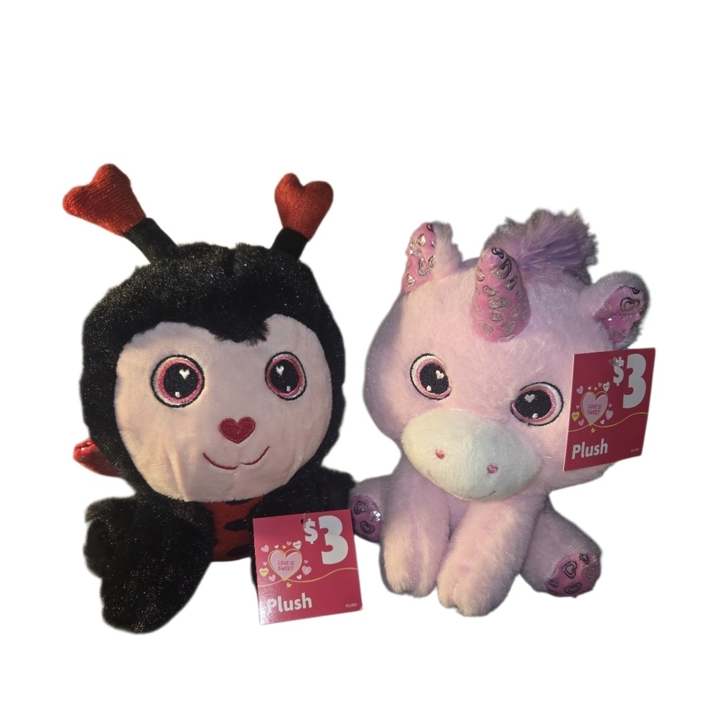 Cute Ladybug and Unicorn Plush Set